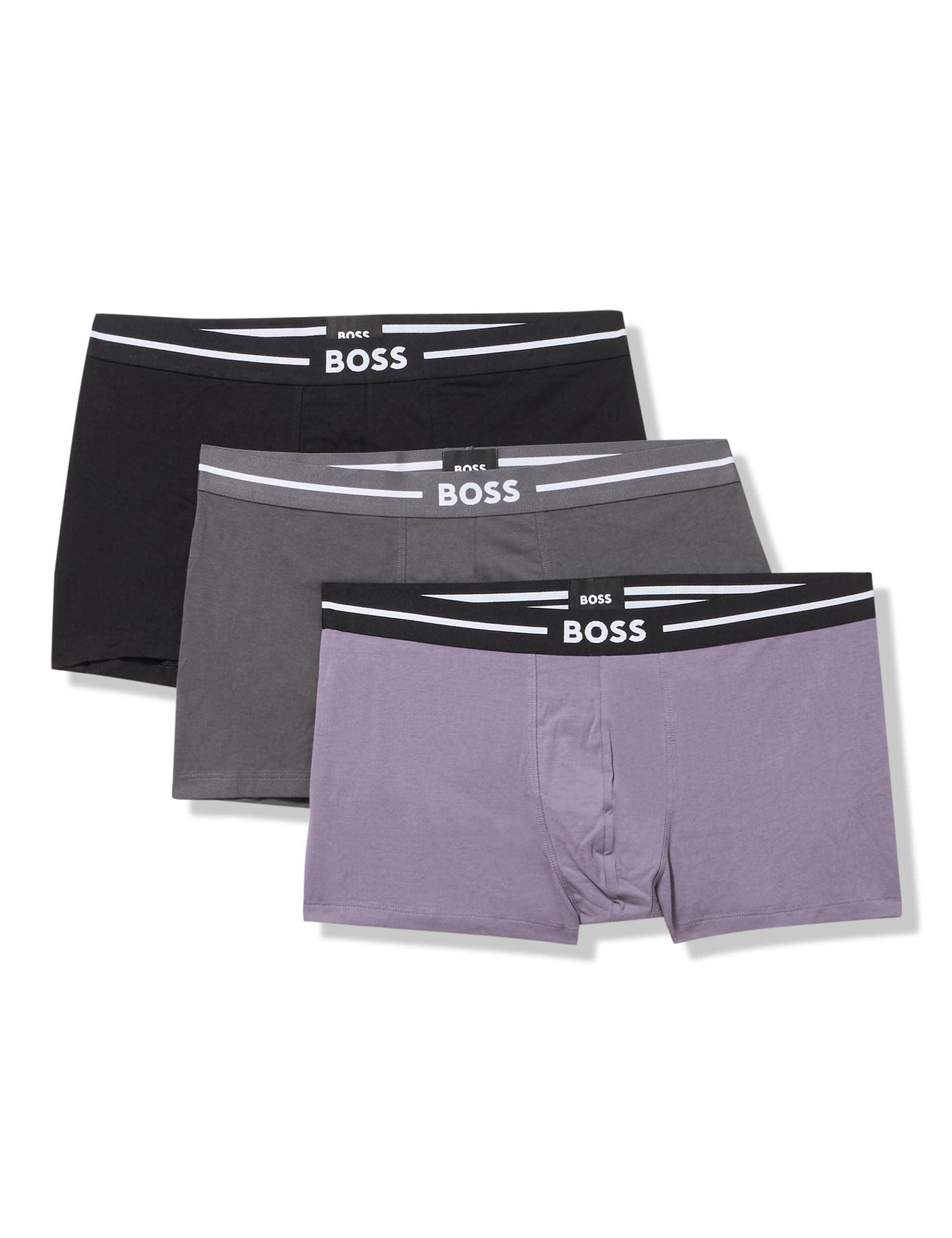 BOSS Men's 3 Pack Bold Logo Cotton Stretch Trunks