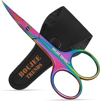 Nail Scissors Toenail Eyebrow Mustache Facial Nose Ear Hair Grooming Multipurpose Small Beauty Scissors Curved and Sharp Blades Multi Titanium Color (Nail Scissors)