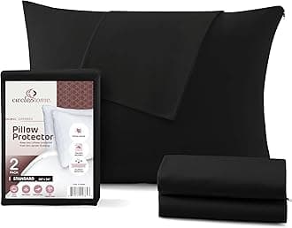 100% Cotton Zippered Pillow Protector (2 pck) Standard - Navy (Standard Set of 2, Black)