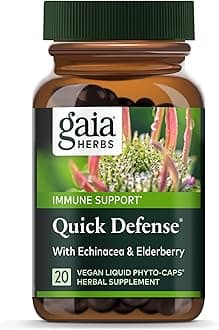Gaia Herbs Quick Defense - Fast-Acting Immune Support Supplement for Use at Onset of Symptoms - with Echinacea, Black Elderberry, Ginger & Andrographis - 20 Vegan Liquid Phyto-Capsules (2-Day Supply)