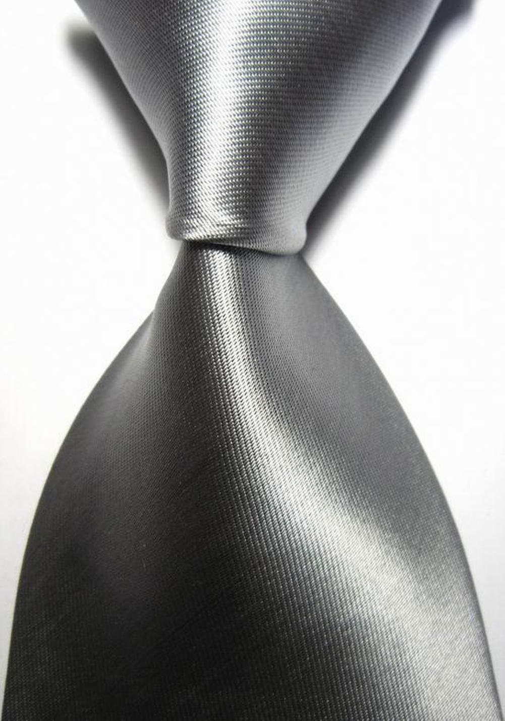 Scott Asos Collection - Classic Silver Simple Plain Series Jacquard Woven Silk Men's Neckties with Designs - CPHQ (Compatible Price & High Quality)