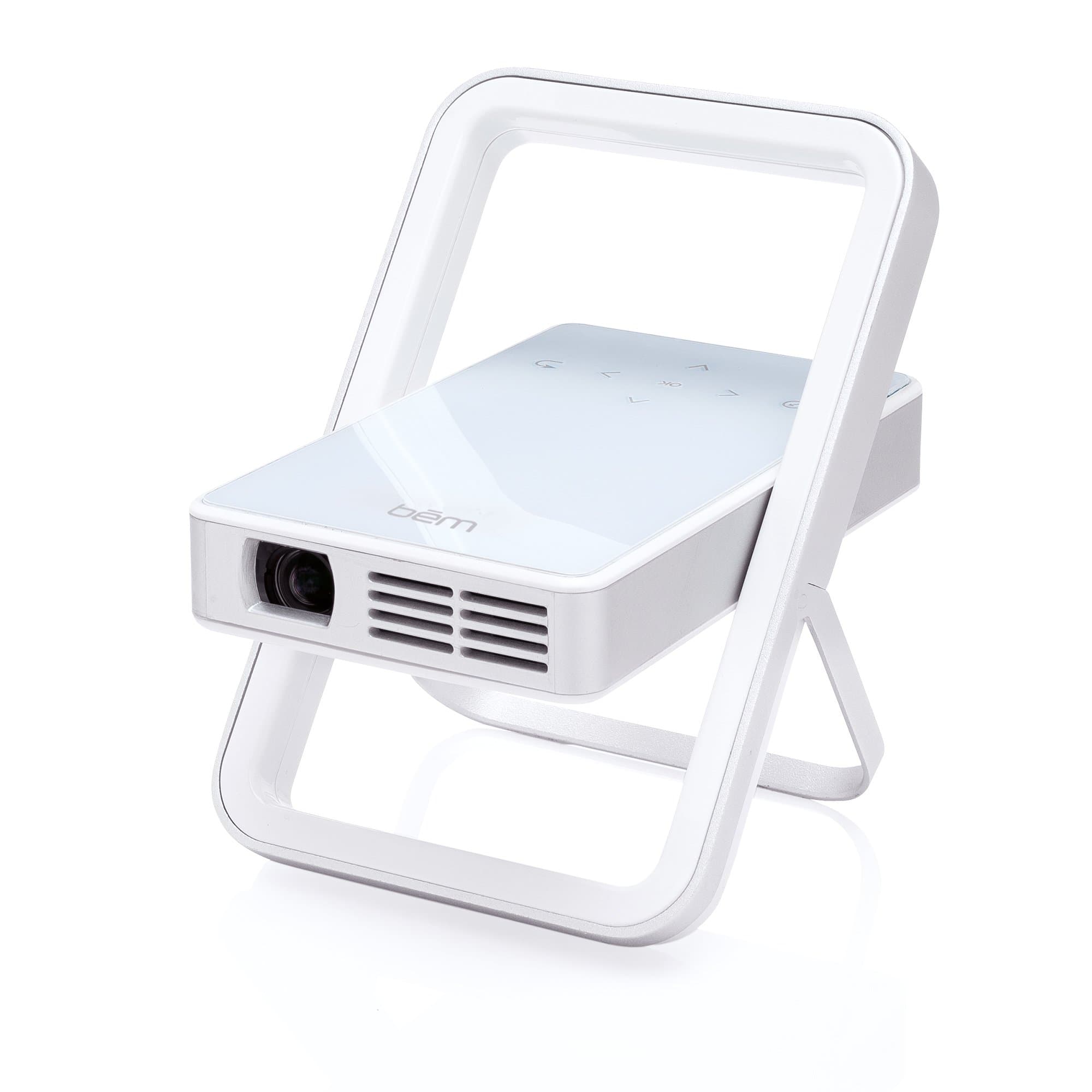 Bem Kickstand Micro, Ultra Compact, High Performance Projector, Wired and Wireless Connectivity, 1280x800 WXGA, 400 ANSI Lumens, Built-in Stereo Speaker