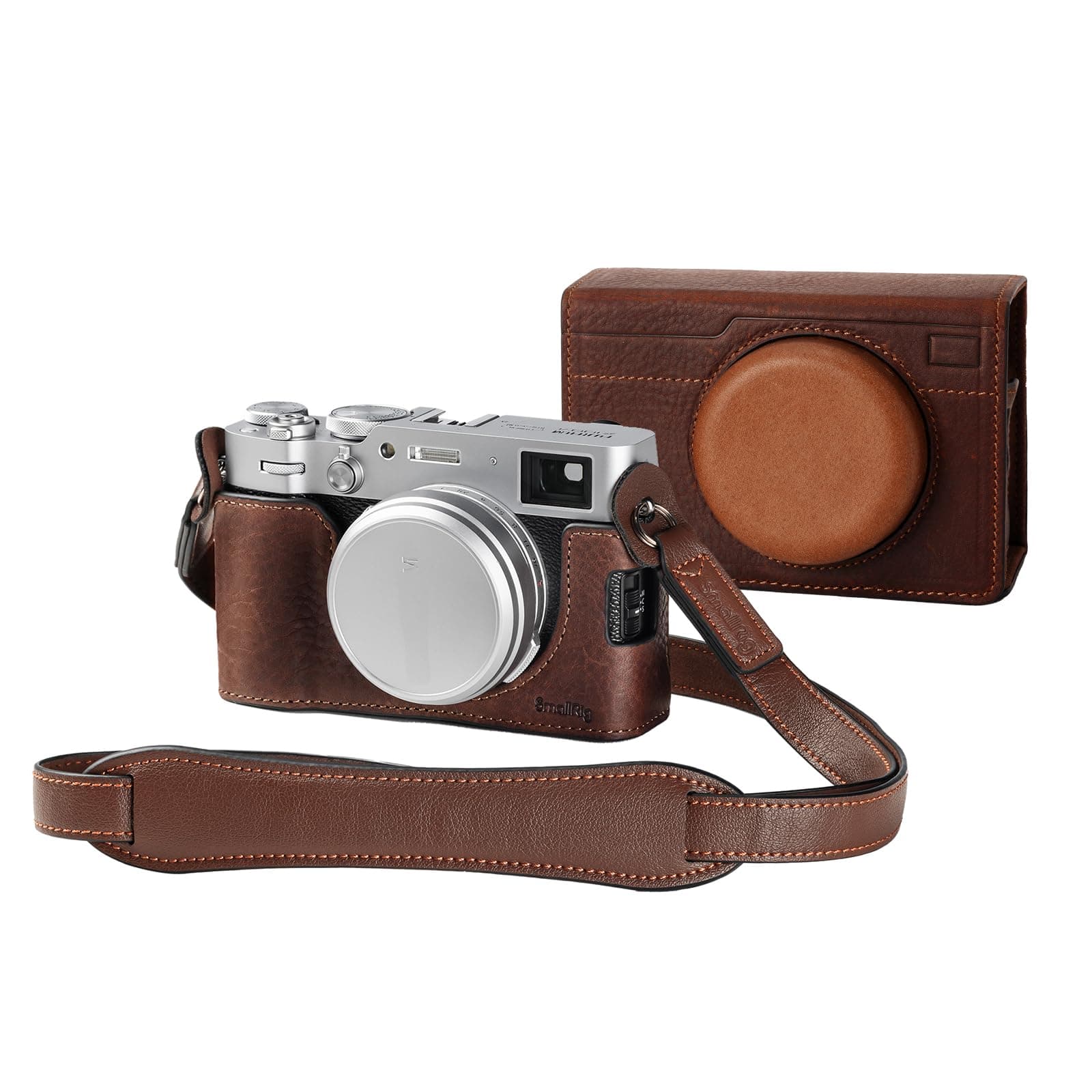Leather Case Kit for FUJIFILM X100VI, Including Half Case, Flip Cover and Shoulder Strap, Genuine Leather Material, Portable and Protecting - 4558