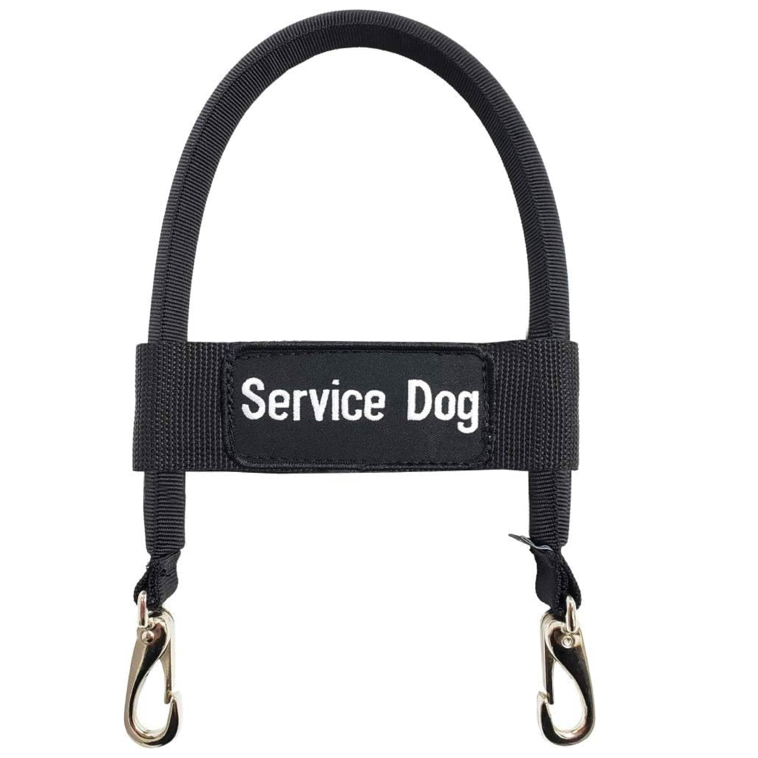 ActiveDogs Bridge Handle for Service Dog Vest & Harnesses - Assistance Dog Handle with Reinforced Nylon, Heavy Duty Metal Clips & Service Dog ID Band - Black 12"