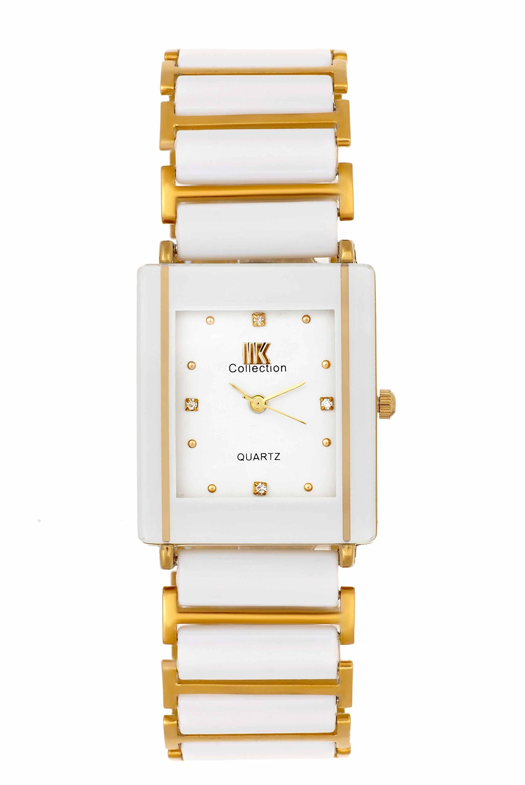 Reactangle Studded Dial Metalic Bracelet Chain Strap Analogue Wrist Watch for Men and Boys