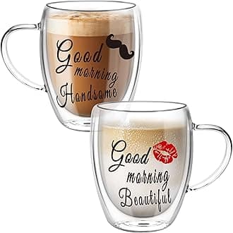 Couples Double Walled Glass Coffee Cups