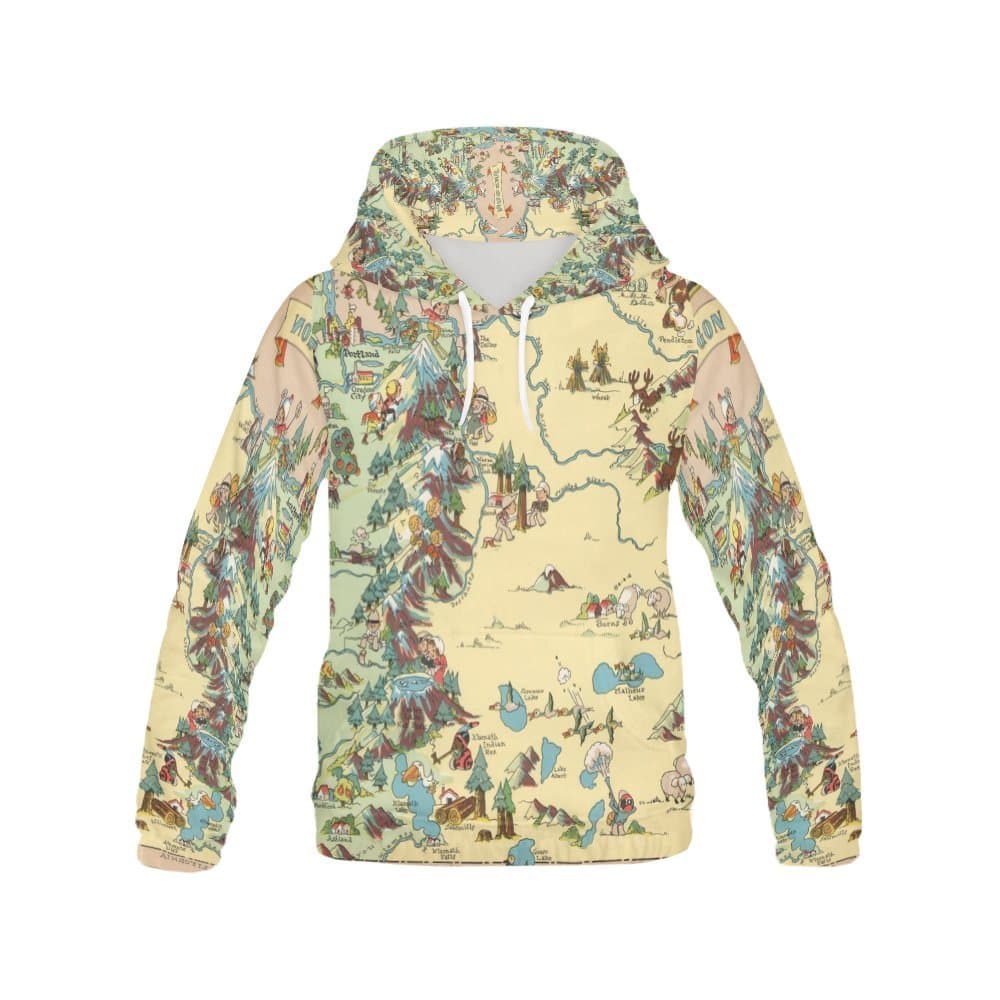 Vintage 1935 Oregon State Map Men's 3D Printed Pullover Hooded Sweatshirt