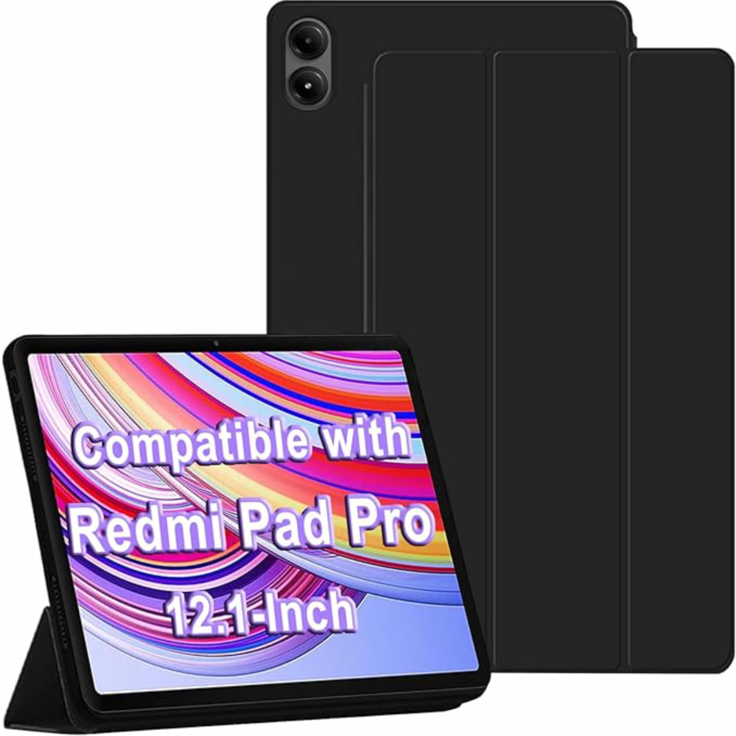 Neslin Case Compatible With Redmi Pad Pro 12.1" 2024 Cover, Slim Lightweight Stand Cover Soft Tpu Protective For Xiaomi Poco Pad/Redmi Auto Wake/Sleep (Black)