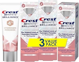 Crest 3D White Brilliance Hydrogen Peroxide Toothpaste with Fluoride, 3 oz (Pack of 8, 24 Count Total)