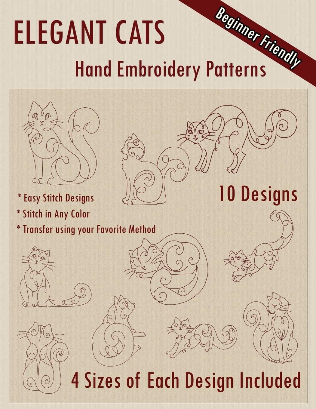 Elegant Cats Hand Embroidery Pattern Paperback – 17 Mar. 2016