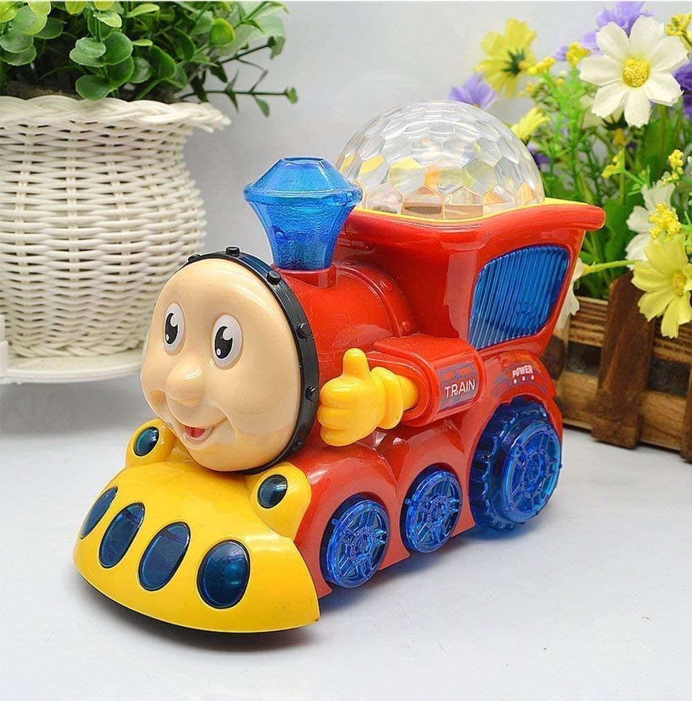Yijun Bump And Go Musical Engine Plastic Toy Train With 4D Light And Sound For Kids (Drum, Yj388-4,Multi)