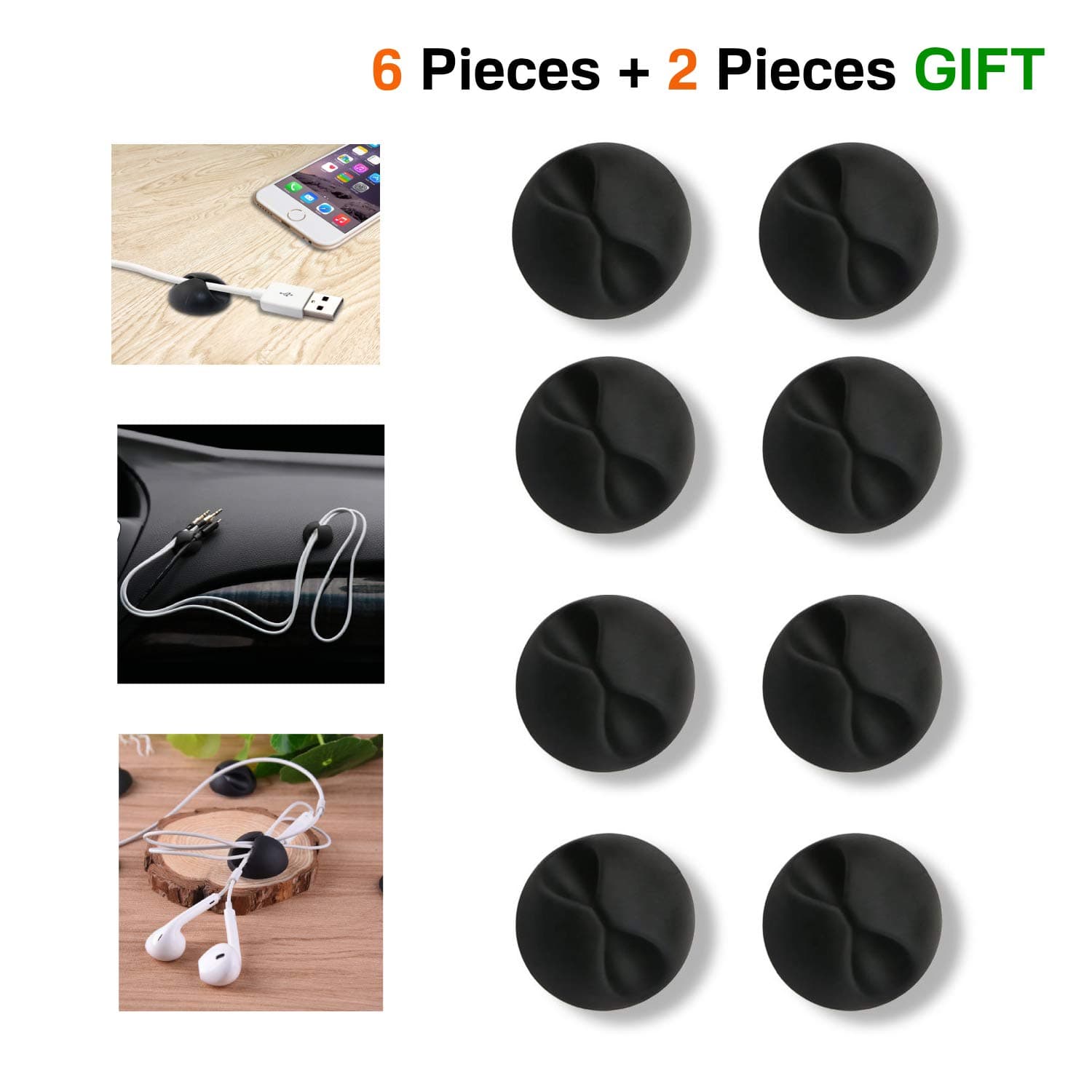 Original Cable Clips - Cord Holder & Organizer - Multi Purpose Cable Management Home and Office - Wire Organizer - Cord & Cable Holder - Desktop Cable Organizer - 6 Pack Self Adhesive Cord Hooks