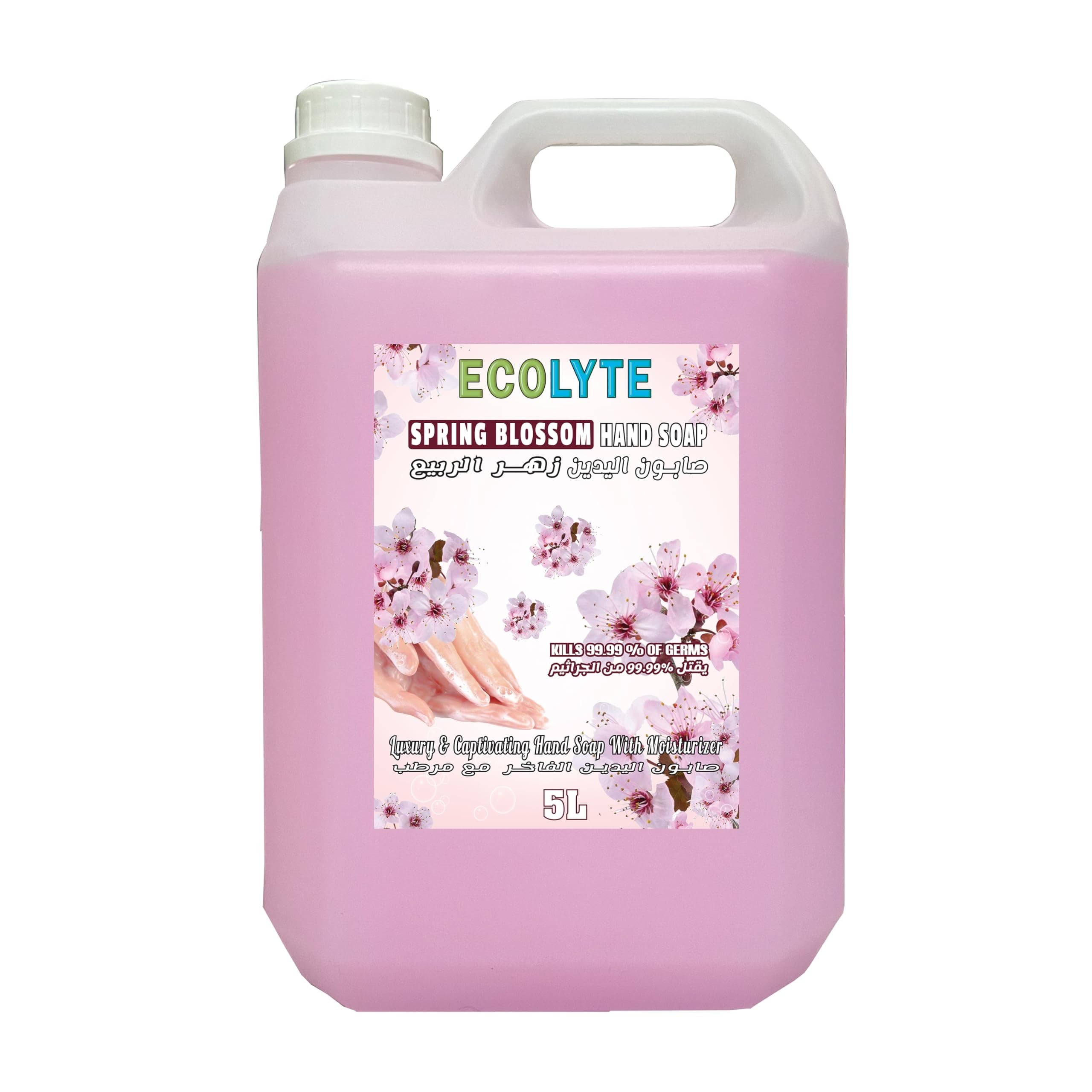 Ecolyte Premium Hand Wash Liquid Refill - 5 Liter - Spring Blossom - Effective Germ Protection â€“ Liquid Hand Wash provides Gentle And Effective Care â€“ Fragrant And Soft