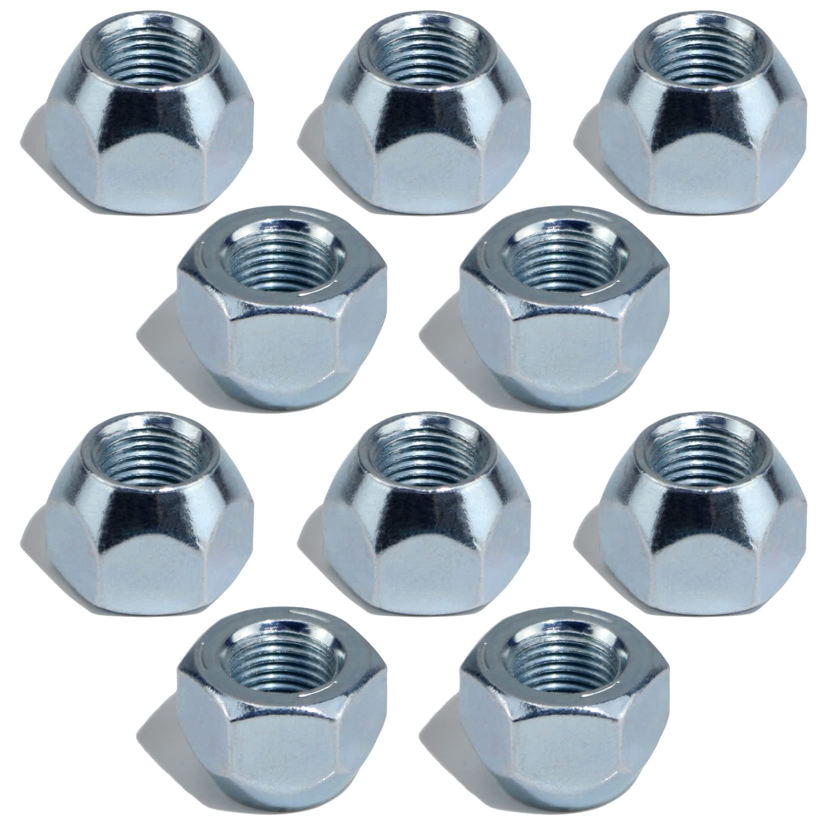 10pcs 1/2''-20 Trailer Lug Nuts, Wheel 509 Lug Nut Hub Tire Nuts Open End Acorn Nut for Dexter EZ Lube Trailer Camper RV 1/2" Studs, Zinc Plated