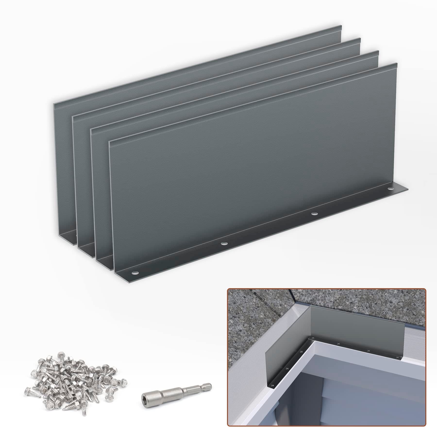 Gutter Valley Splash Guard,Aluminum Roof Valley Splash Shield Gutter Guard.for Straight,Flat Roofs,Corner,10 inch Each,Grey (12)