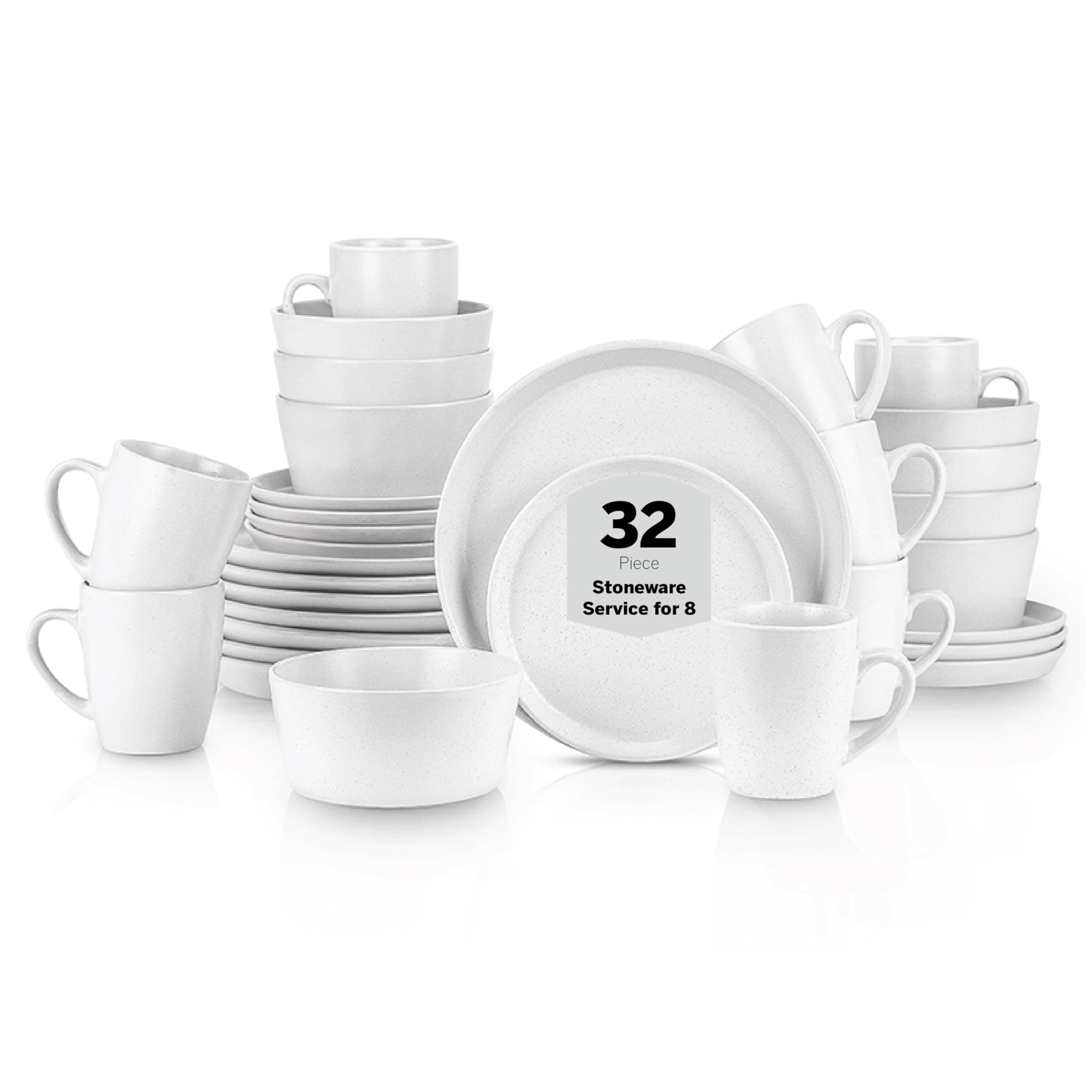 Albie 32-Piece Dinnerware Set Stoneware, White Speckled