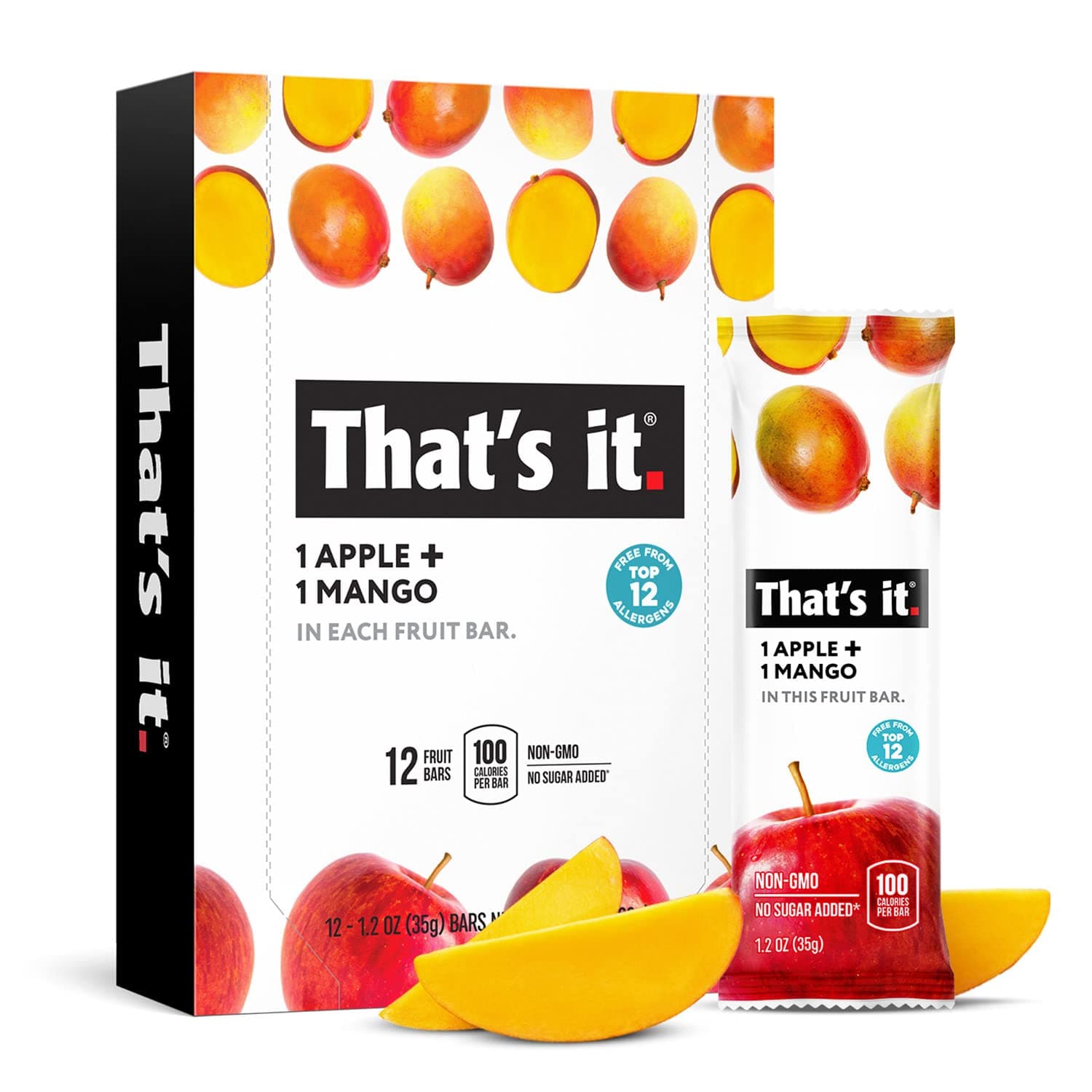 That's it. Apple + Mango 100% Natural Real Fruit Bar, Best High Fiber Vegan, Gluten Free Healthy Snack, Paleo, Non GMO No Sugar Added, No Preservatives Energy Food (12 Pack)