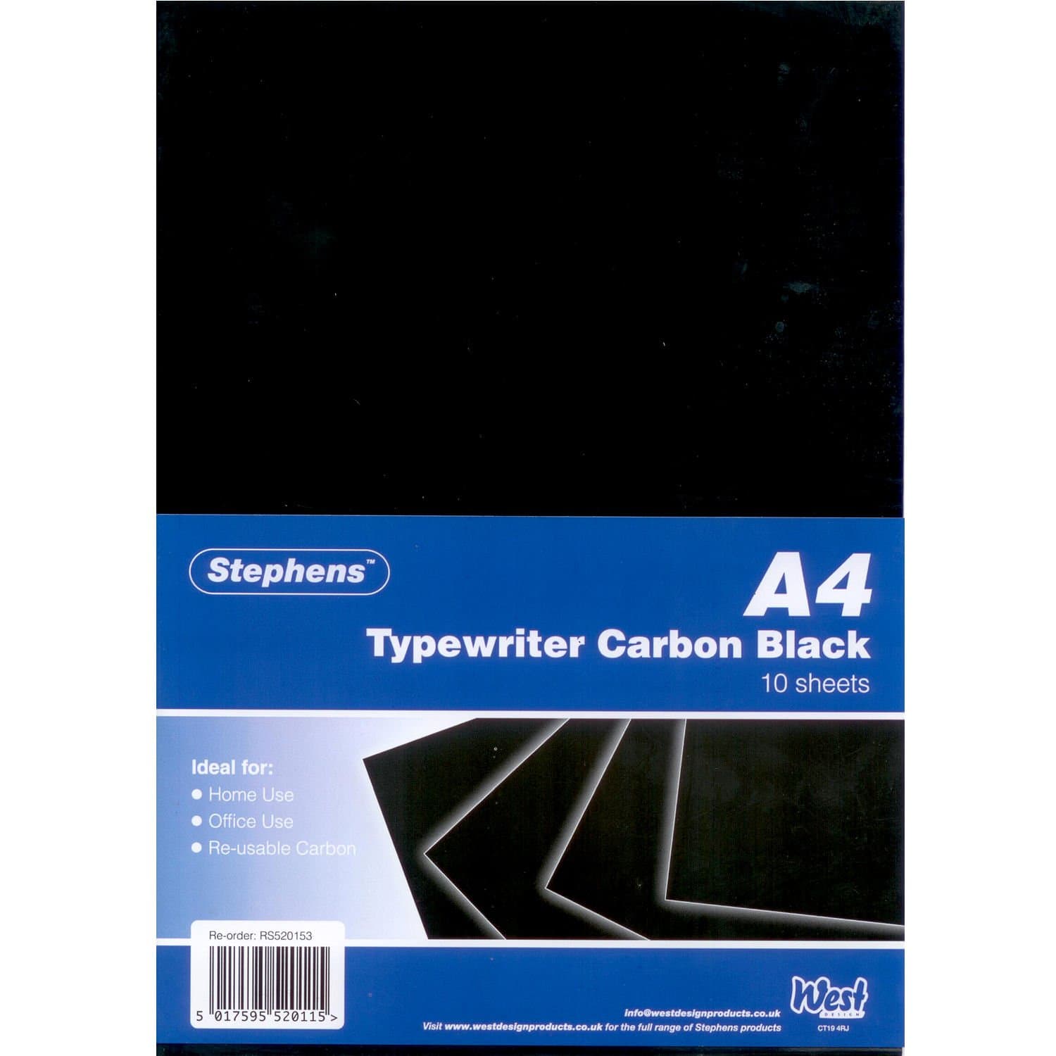 Stephens Special Quality Typewriter Carbon Paper Black A4 10 Sheets For Tracing, Making A Print, Transfer Or Copy, Ideal For Classroom, Home And Office