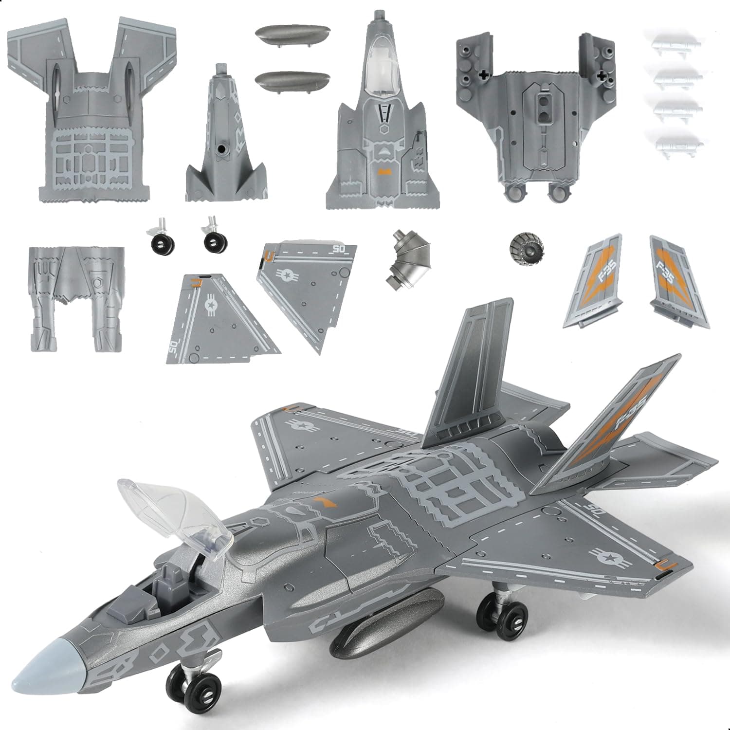1:72 Scale F-35 Fighter Jet Model Kit Plastic Millitary F35 Airplane Assembly Aircraft Model with Stand Collection or Gift for Adults and Kids (36 Pieces)