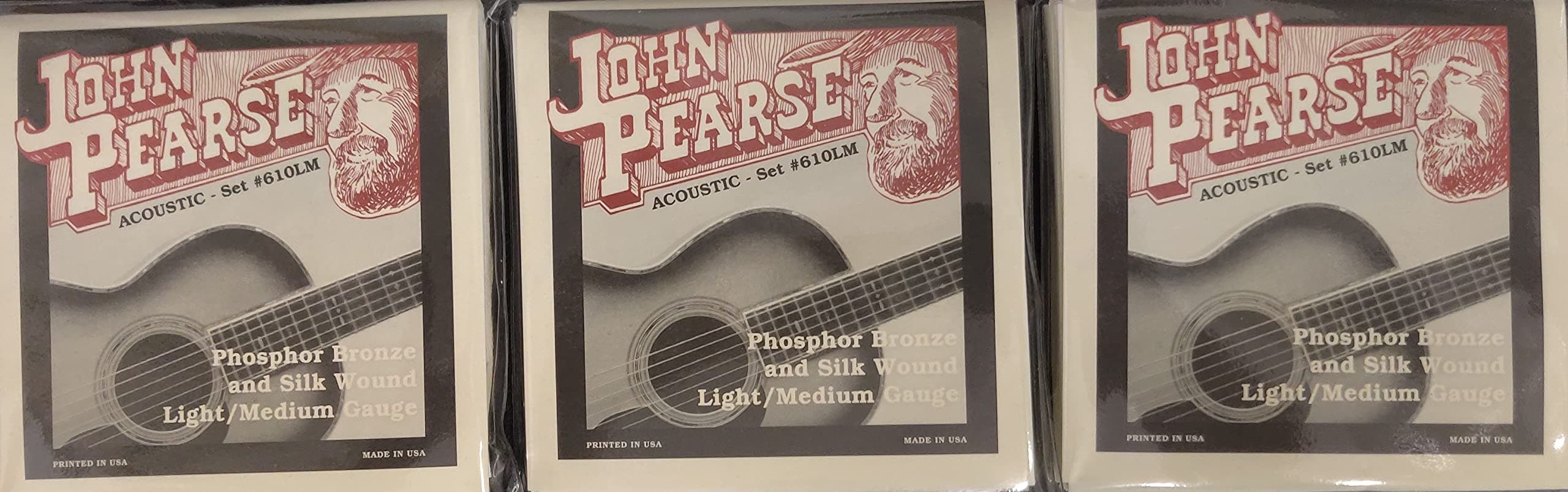 John PearseGuitar Strings 3 pack Acoustic Silk Wound Phos Bronze #610LM