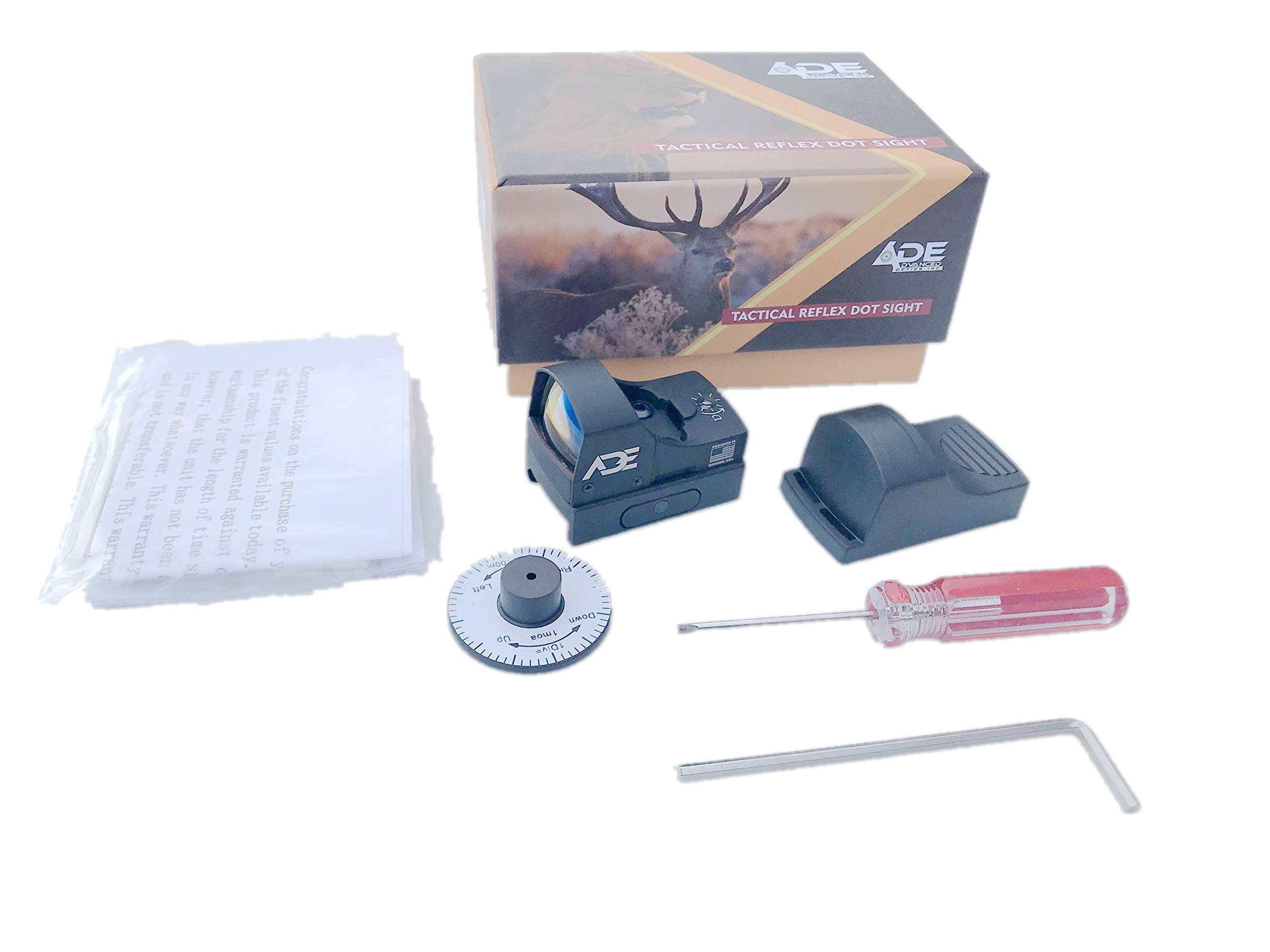 Ade Advanced Optics RD3-002 Compact Red Dot Sight with Integral Weaver-Picatinny Mount