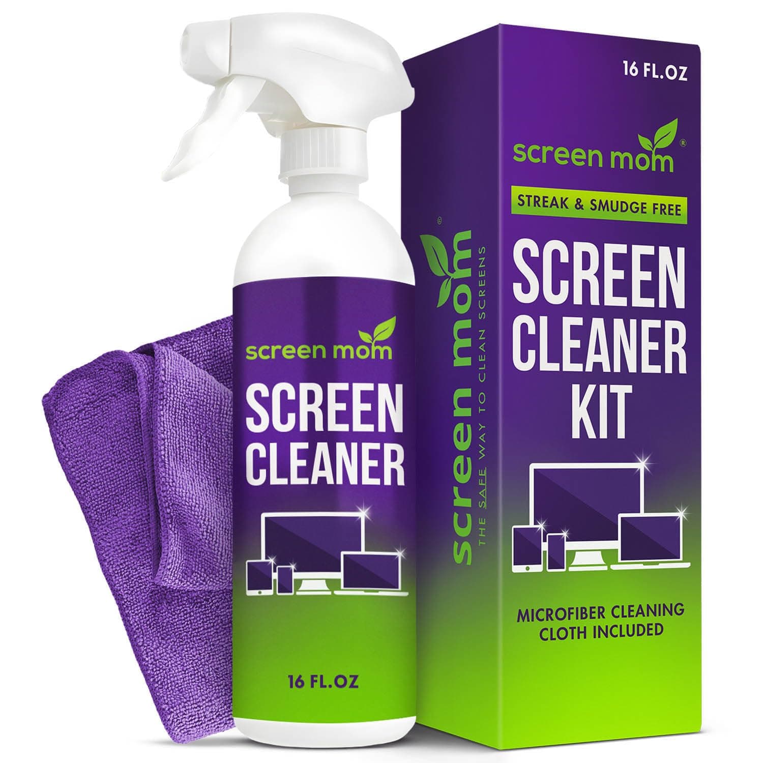 Screen Cleaner Spray and Microfiber Cloth 16oz Screen Cleaner Spray and Wipe for TV, Laptop, Computer, Phone, iPad, Car Screen Cleaning Kit Electronic Cleaner Spray