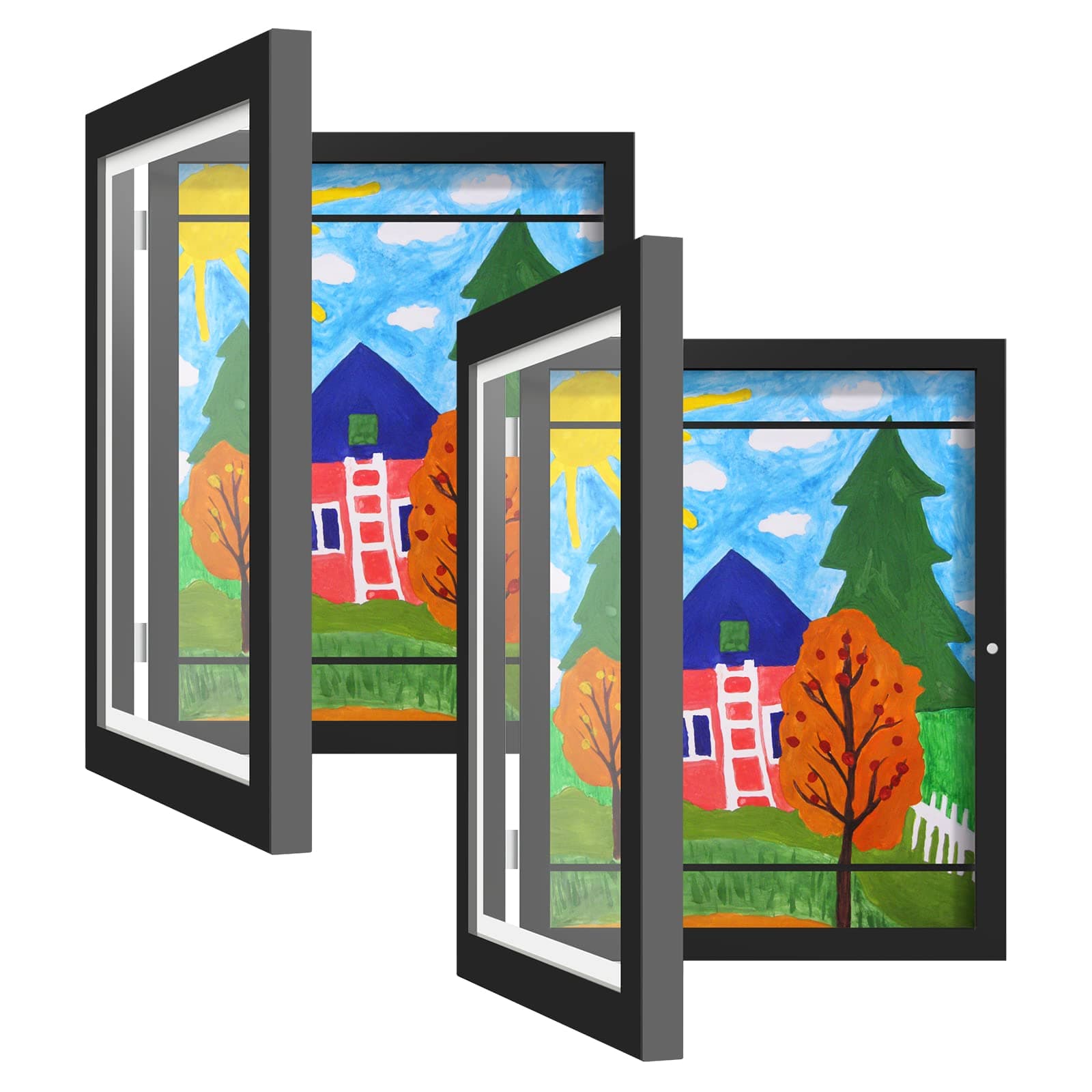 Hsypti Kids Art Frame 2 Pack, Kids Artwork Frames Changeable 8.5 x11 with Mat or 9x12 Without Mat, Front Opening Picture Stroage Display Wall Art Frames, Children art Project Kids art Frame (Black)