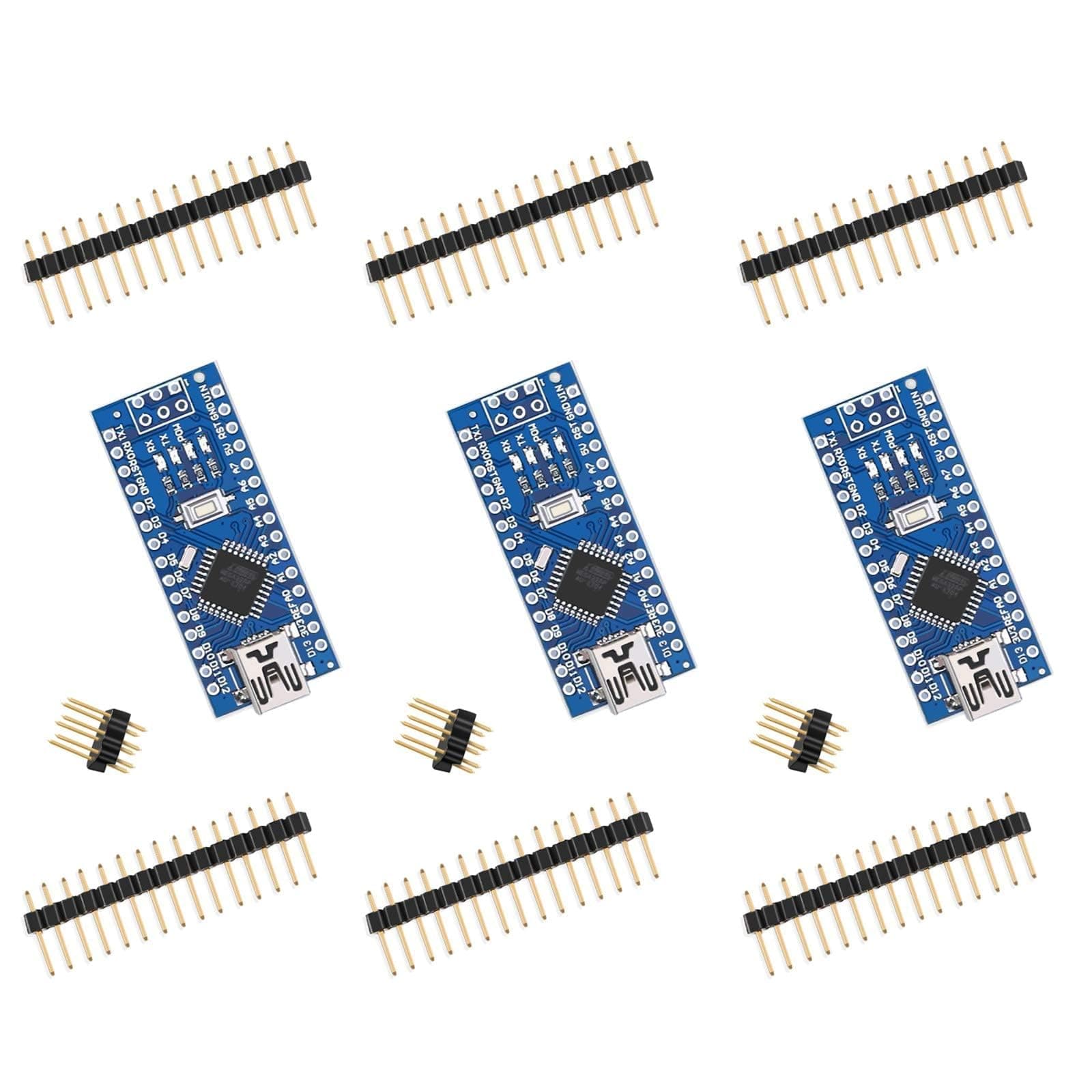Nano Board CH 340/ATmega+328P Without USB Cable, Compatible with Arduino Nano V3.0 (Nano x 3 Without Cable)