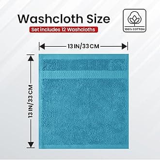 Infinitee Xclusives [12 Pack] Premium Teal Wash Cloths and Face Towels, 33cm x 33cm 100% Cotton, Soft and Absorbent Washcloths Set - Perfect for Bathroom, Gym, and Spa