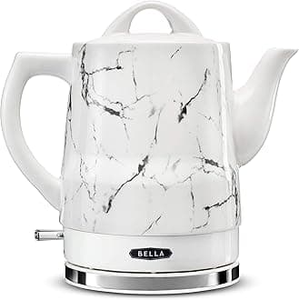 BELLA (14522) 1.2 Liter Electric Ceramic Tea Kettle with Detachable Base & Boil Dry Protection, Silver Tile
