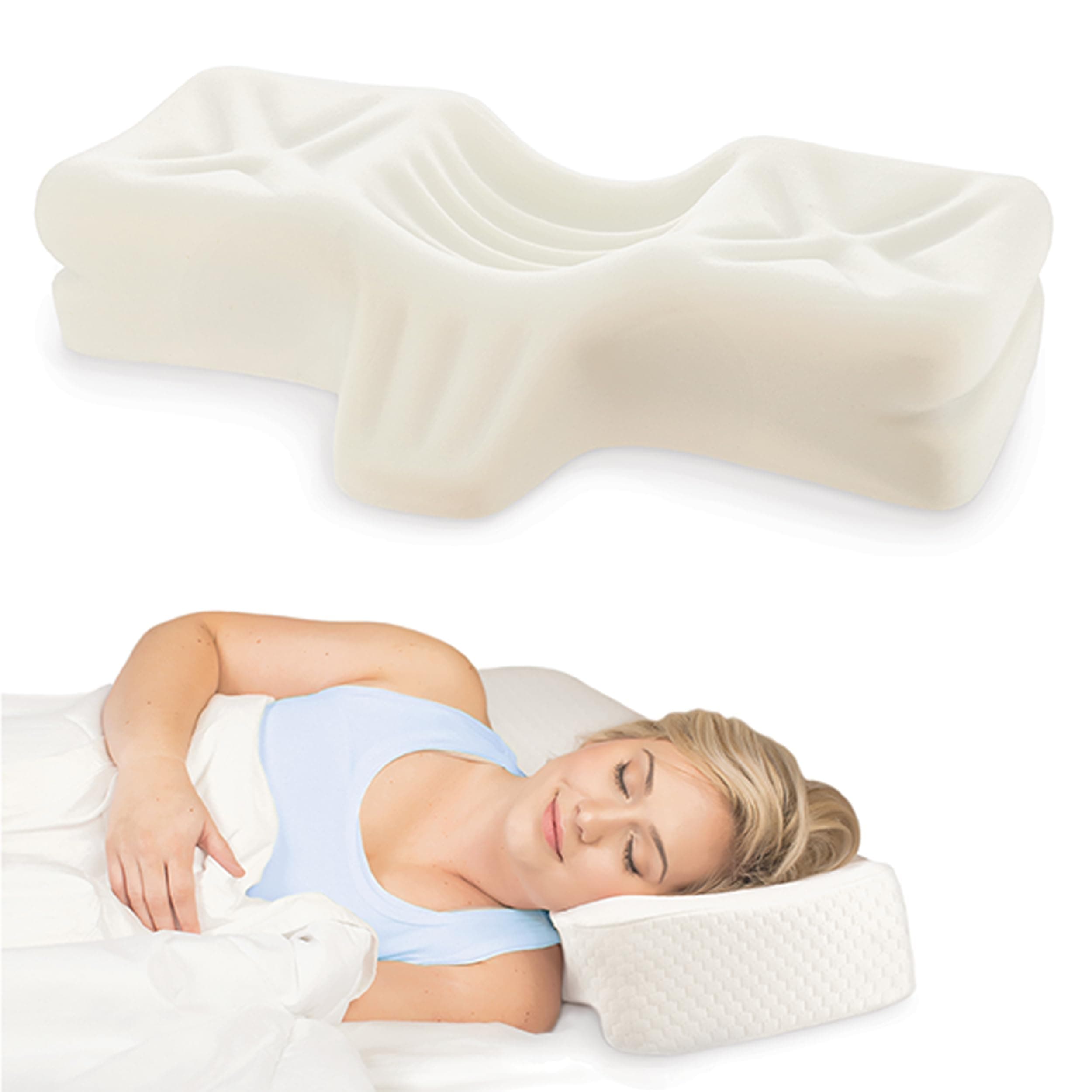 Therapeutica Lite Cervical Orthopedic Foam Sleeping Pillow; for Neck, Shoulder, and Back Pain Relief; Helps Spinal Alignment; Back and Side Sleeping, Medium Firm - Petite