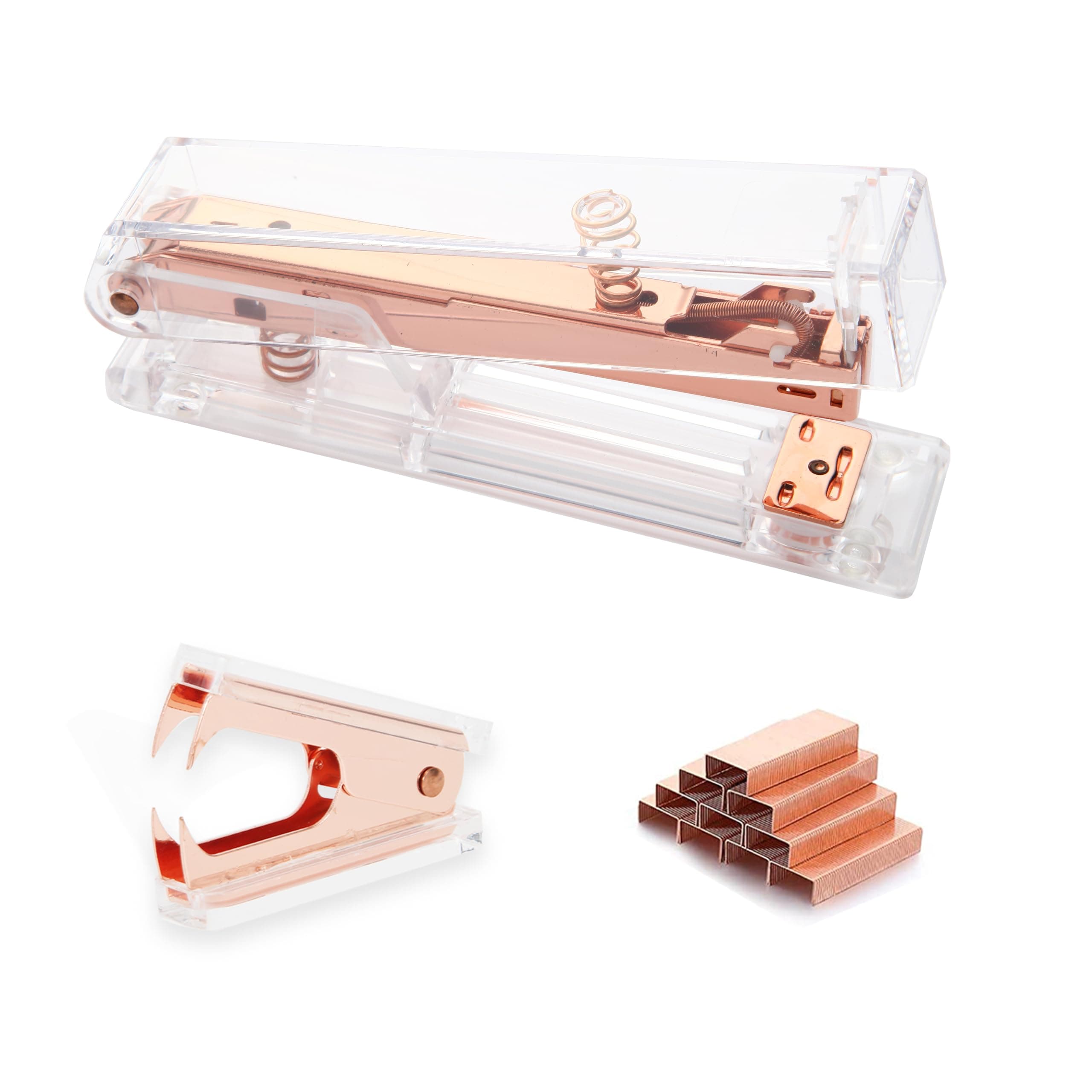 Rose Gold Acrylic Stapler, Desktop Stapler, 25 Sheet Capacity, Includes 1000 Staples and Staple Remover