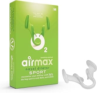Airmax Sport Nasal Dilator - Breathing aids for Working Out - Medium - Vacation Essentials - Fitness, Running, Pilates - Gym Equipment - Transparent - One-Pack