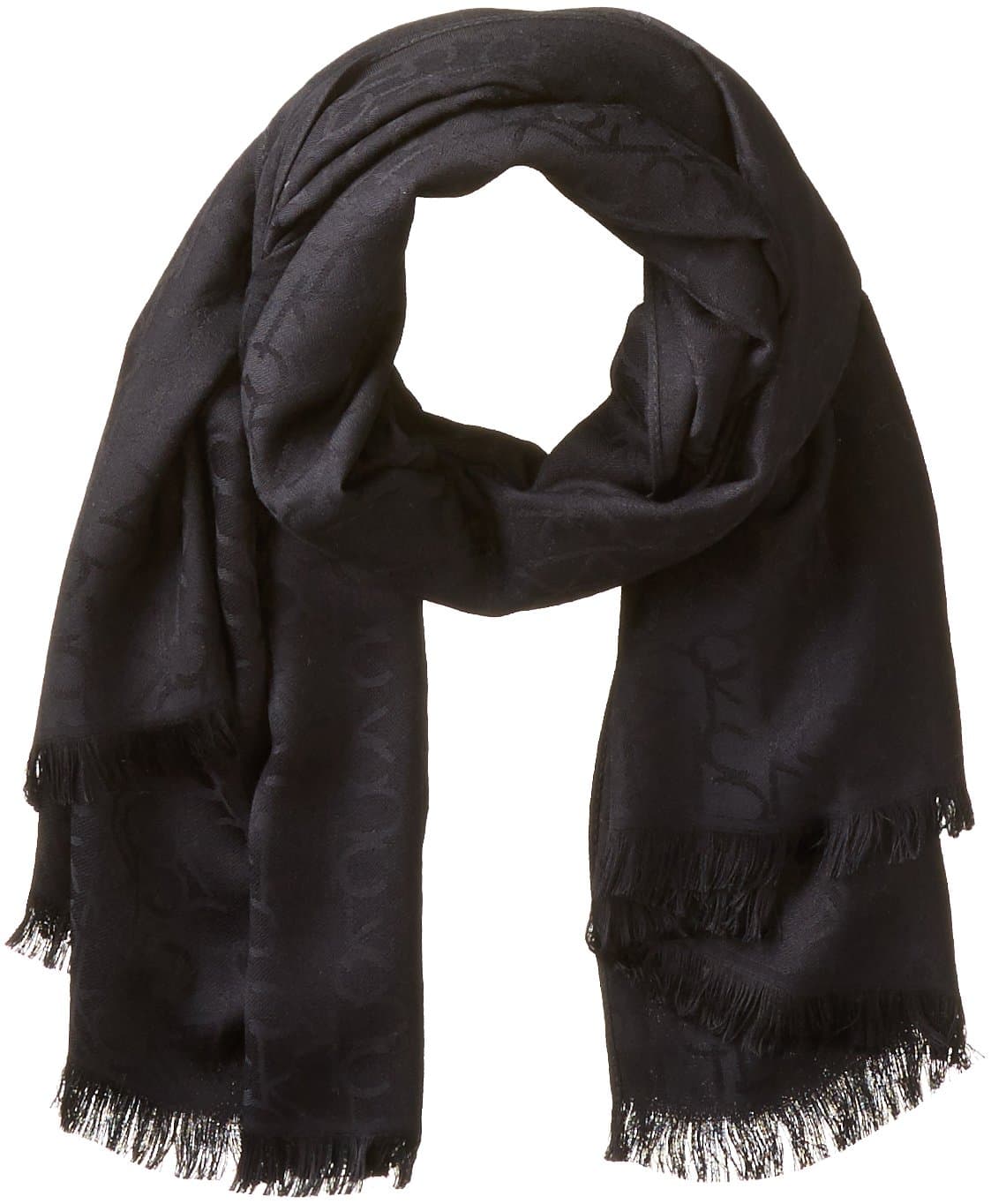 Lightweight Pashmina Scarf with Tonal Logo Pattern