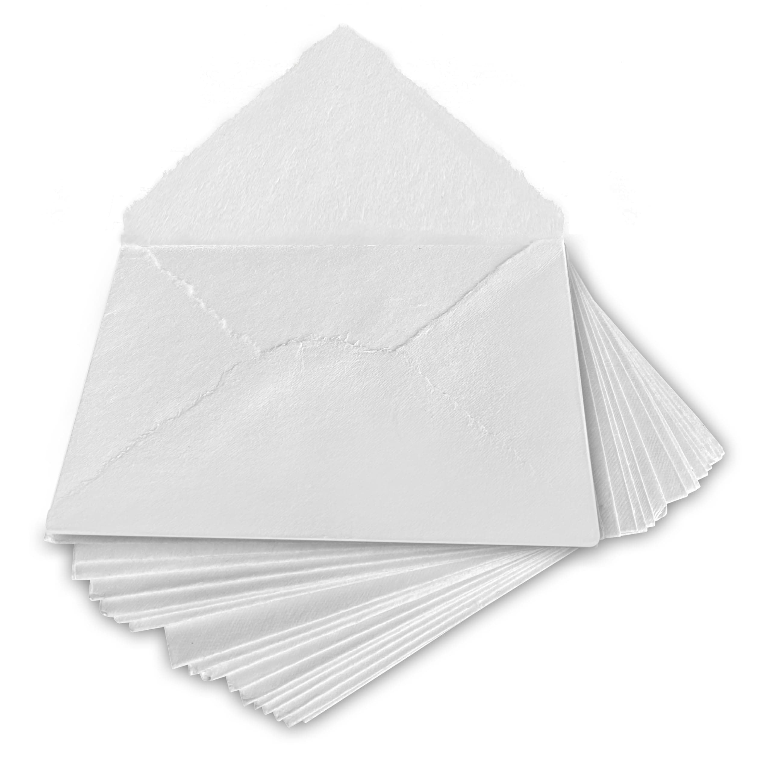 Wanderings Handmade White Deckle Edge Envelope - 4.25x6.25" - Package of 25 Cold Press Sheets - for Announcements Wedding Invitations Greeting Cards Crafts - Thick 150 GSM