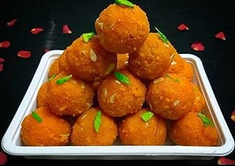 Pure Fresh Authentic Indian Sweets Mithai Ladoo, Kaju Barfi, Soan Papri, Baklawa, Rasgulla, Gulab Jamun, Ras Malai for Celebrate Any Occassion (Motichoor Laddoo, 1 Kg)