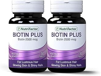 Nutrifactor Biotin Plus Hair Growth, Skin Glow & Nail Strength Supplement | Biotin & Folic Acid for Women & Men | Supports Collagen, Keratin & Energy | 30 Tablets Buy 1, Get 1 Half Price