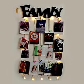 VAH- Kya Bat Hai !! photo wall hanging, memories wall hangings, hanging photo frames, moments wall-hanging, photos hanging for decoration with light (Pack Of 1 LED, 1 Tap & 16 Wooden Clips)