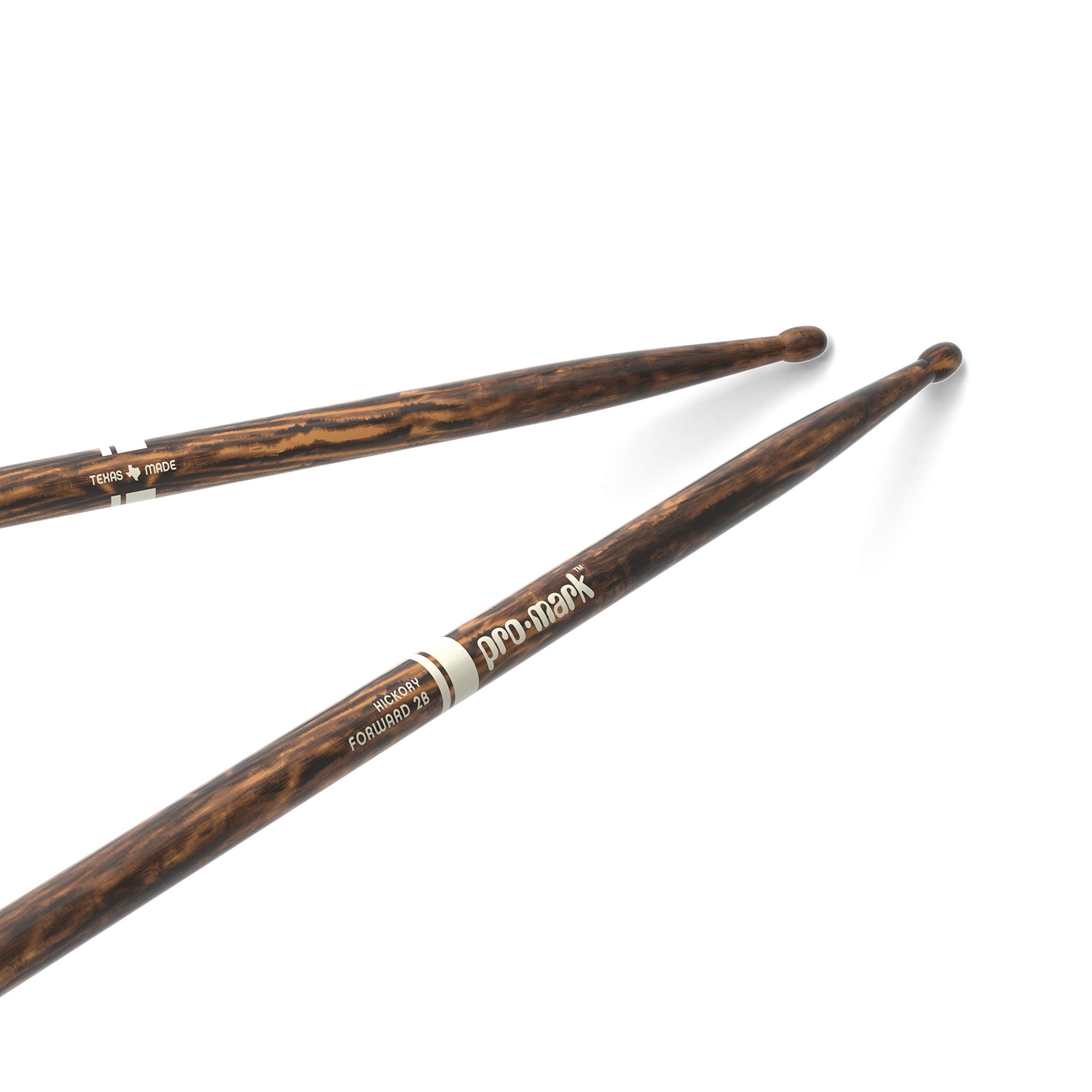 Drum Sticks - Classic Forward Drumsticks - FireGrain For Playing Harder, Longer - No Excess Vibration - Lacquer Finish, Oval Wood Tip, Hickory Wood - 1 Pair, 2B