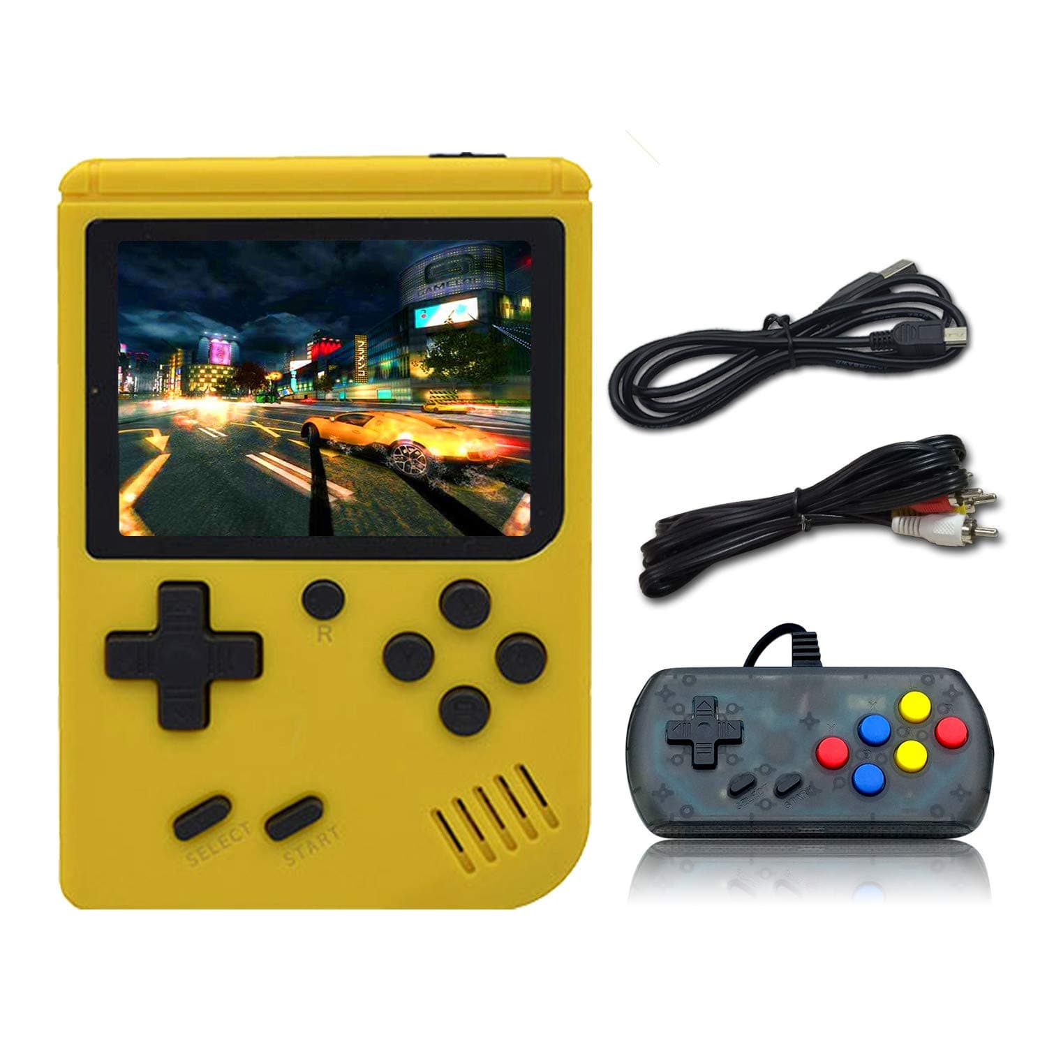 Handheld Game Console , Retro FC Game Console 3 Inch Screen 500 Classic Games TV Output Game Player with 1PCS Joystick , Birthday Present for Children (yellow)