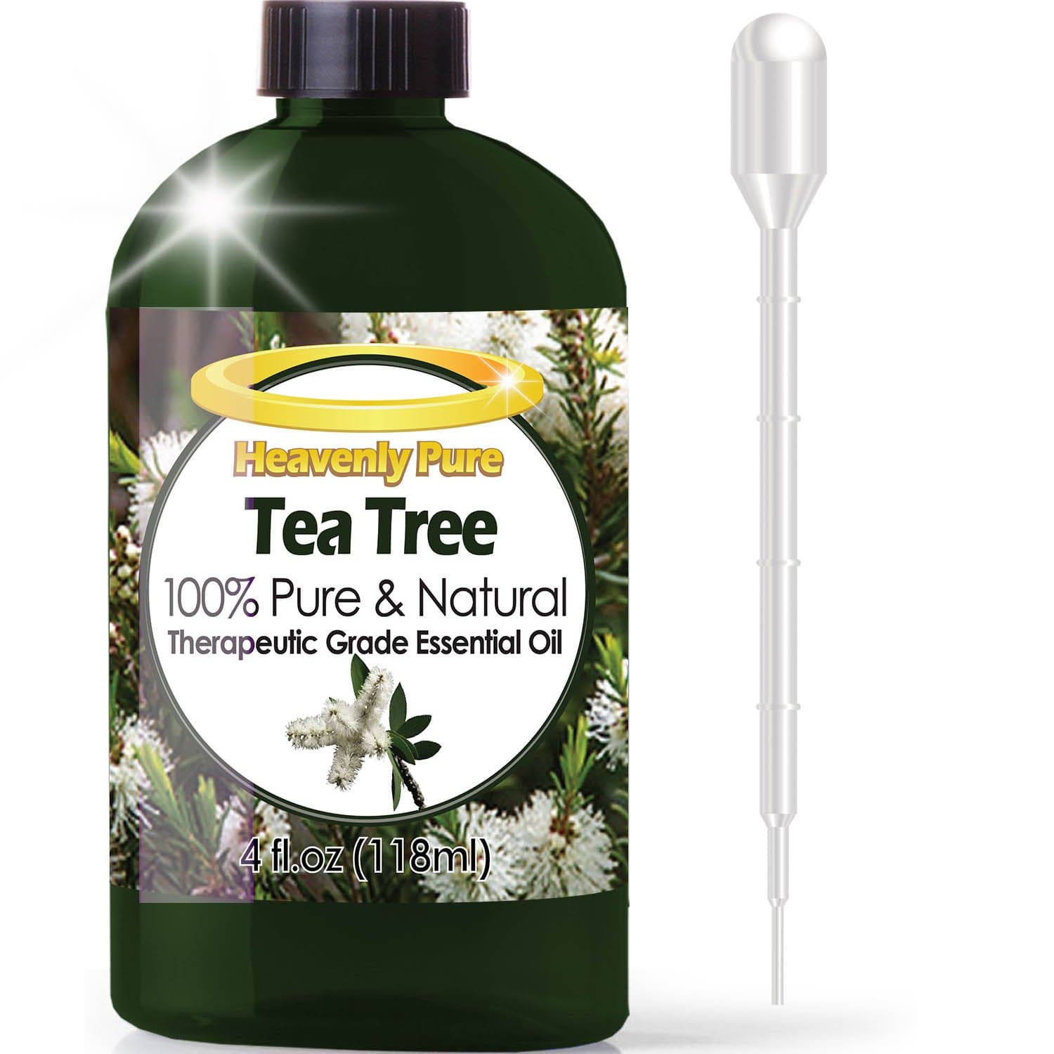 Tea Tree Essential Oil (HUGE 4 OZ / Dropper - 120ml) 100% Pure Therapeutic Grade - Tea Tree Oil is Great for Aromatherapy, Acne, Hair Nourishment, Sinus & Allergies, Mosquito Repellent & More!
