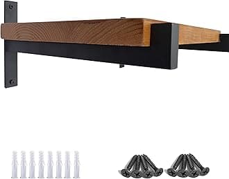 OVOV 2 Pcs Steel Heavy Duty Shelf Brackets Wall Mounted Industrial Metal Shelf Supports Matte Black 6 Inches