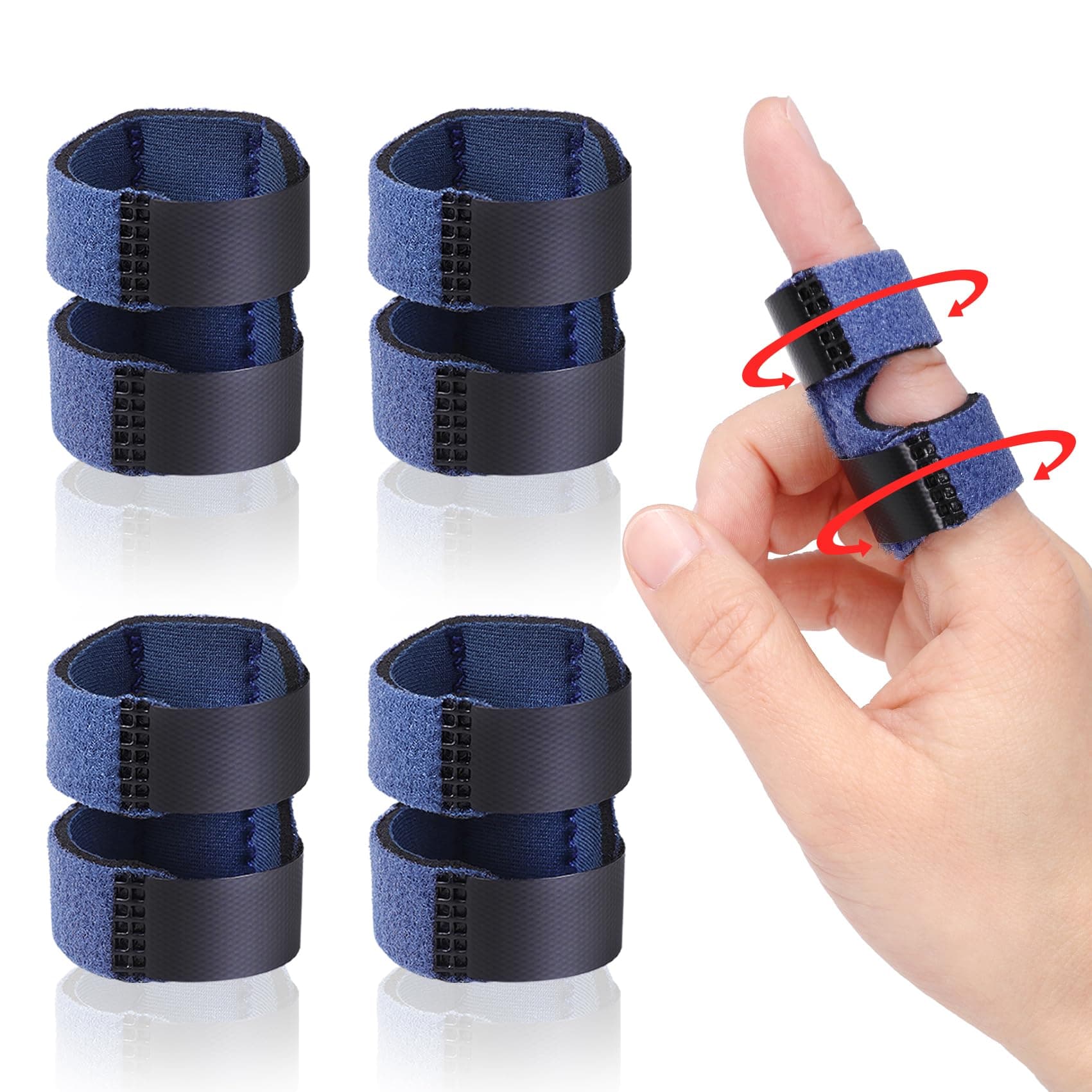 Thumb Finger Splints, Trigger Thumb Brace for Broken/Straightening/Arthritis, Finger Protector for Thumb/Middle/Ring/Index/Pinky Finger, Blue, 4pcs (Blue, Short)