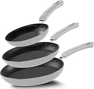 Utopia Kitchen Nonstick Cookware 3 Piece Set, Non-Stick Frying Pans with Induction Bottom, 8, 9.5 & 11 Inches Frying Pans with Bakelite Handles, PFOA Free, Silver & Black