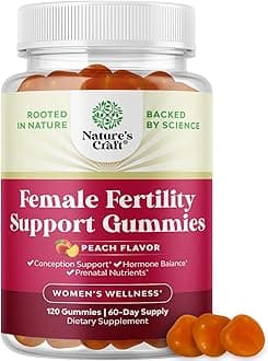 Fertility Gummies for Women Trying to Conceive - Yummy Gummy Fertility Supplement for Women with Myo-Inositol Folic Acid & Vitex Chasteberry - Vegan Non-GMO & Gluten Free - Juicy Peach - 120 Count