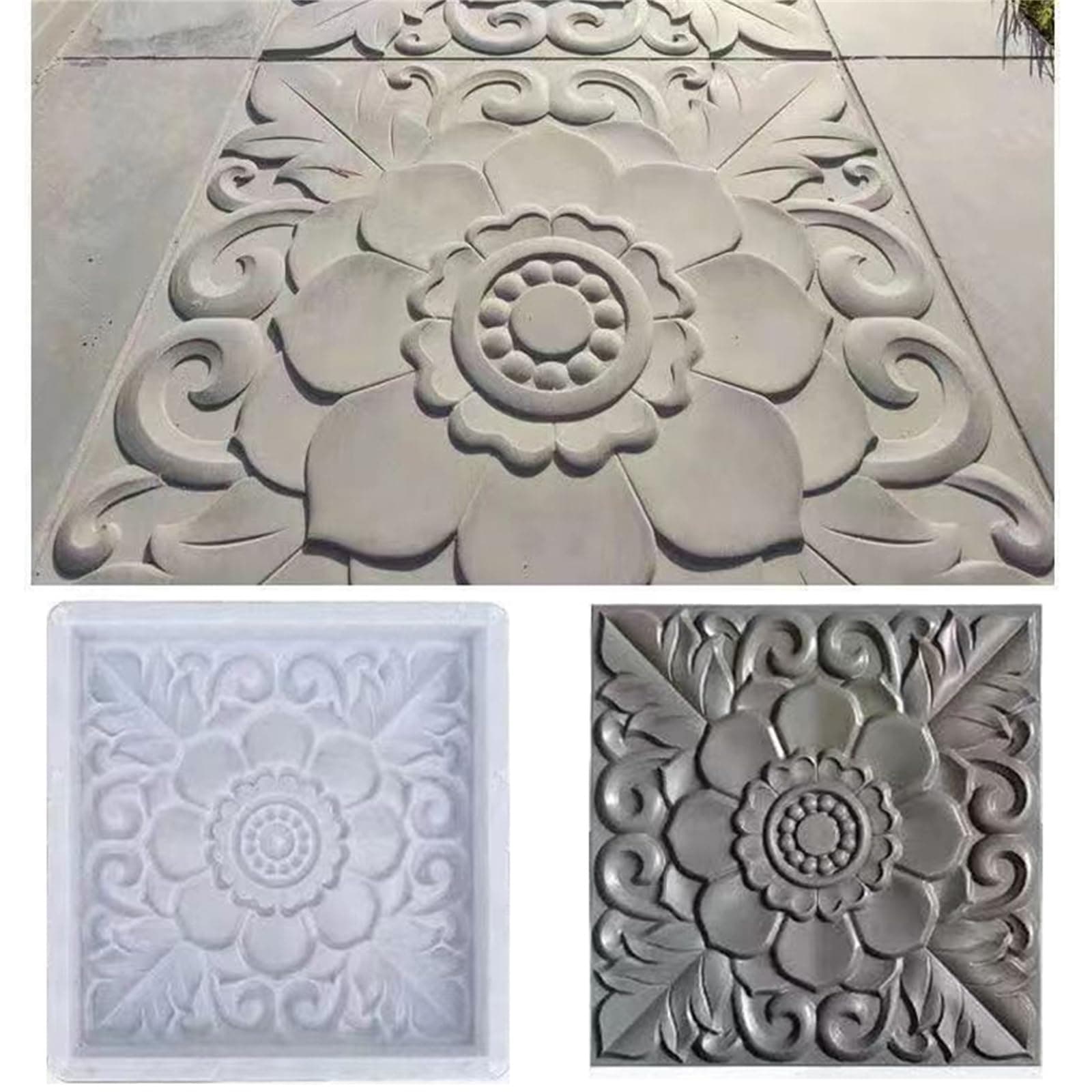 2 pcs Concrete molds for Walkways DIY Plastic Square Concrete Stamps Flagstone Casting Concrete Paver Molds Garden Paths Stone Patio Pavers for Garden (15.7 * 15.7 * 1.4 inches, C, 2)