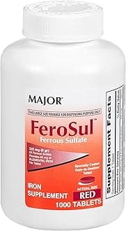 Major FEROSUL 5GR FC RED TABS Ferrous sulphate-325 MG Red 1000 Tablets UPC 309047590803