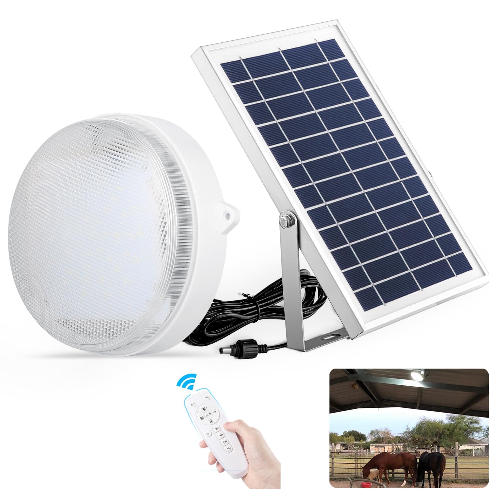 Solar Lights Indoor Home Intelligent Solar Ceiling Light with Remote, Cool White/Warm White 1000Lumen Outdoor Solar Shed Light with ON/Off Switch for Barn, Porch, Patio, Carpot, Chicken Coop