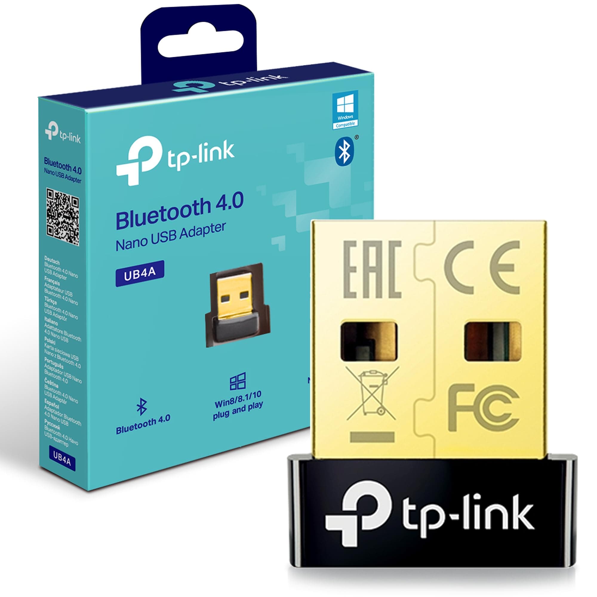 TP-Link UB4A Nano USB Bluetooth Adapter for PC, USB Bluetooth Dongle for PC, Broader Coverage, Supports Windows, Plug&Play, Nano-Sized, Compact&Portable, BLE, Controller, Headset, Mouse, Keyboard