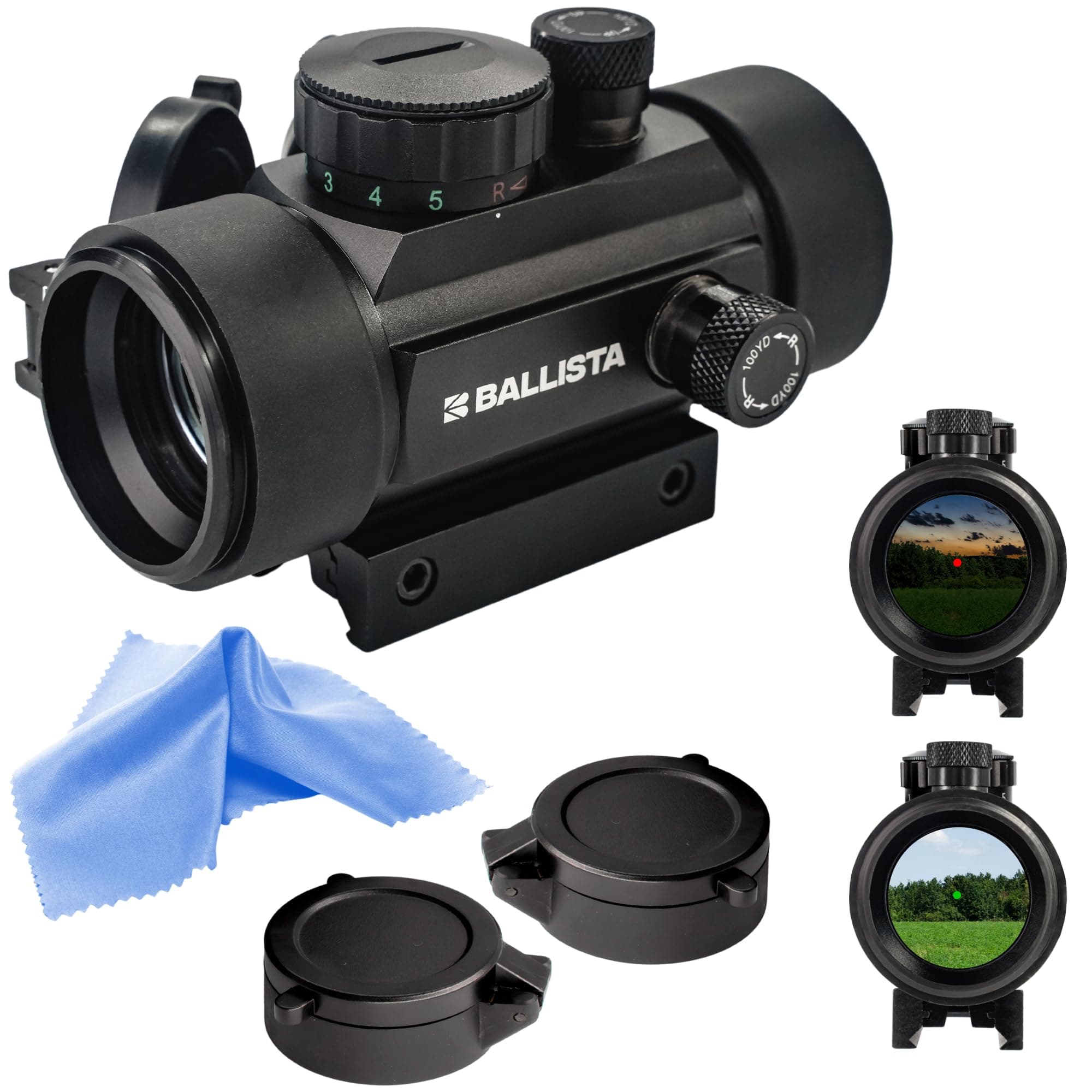 BALLISTA 1x 30mm Tactical Reflex Green Red Dot Sight Optic with 20mm/11mm Rail Mount for Hunting Shooting, Battery Included
